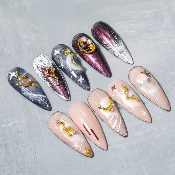 LOLIPPYY Assorted Color Nail Jewels with Zodiac Charms for Nail Art Decoration and Designs