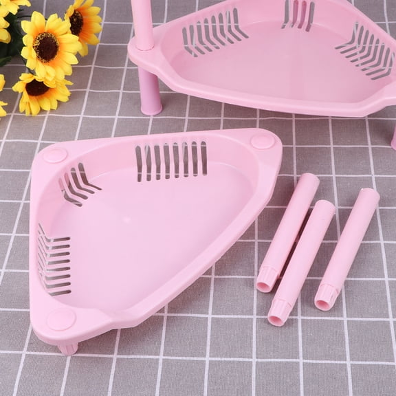 LOLIPPYY 3 Layer Pink Plastic Storage Shelves Corner Shelf Organizer Desk Rack for Bathroom and Kitchen