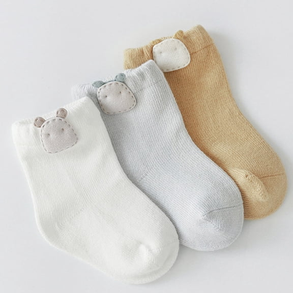 LOLIPPYY 3 Pairs Baby Cotton Socks Assorted Colors Breathable Soft Infant Socks for Spring and Autumn