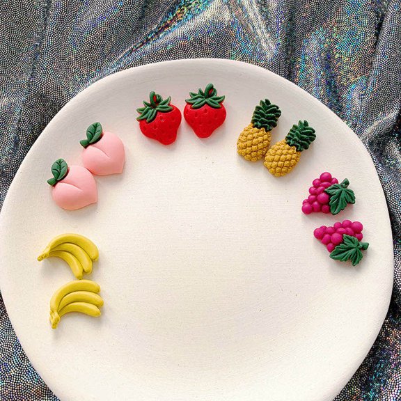 LOLIPPYY 3 Pairs Kawaii Earrings Orange Casual Ear Decoration for Women