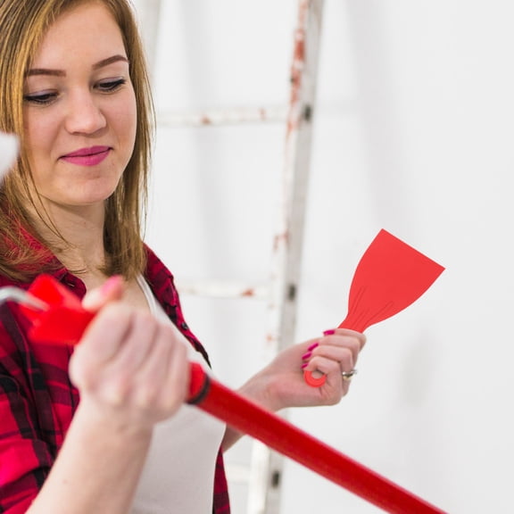 LOLIPPYY 3 Pcs Plastic Scraper Tool Red PVC Drywall Spatula For Wall Repairs DIY Enthusiasts