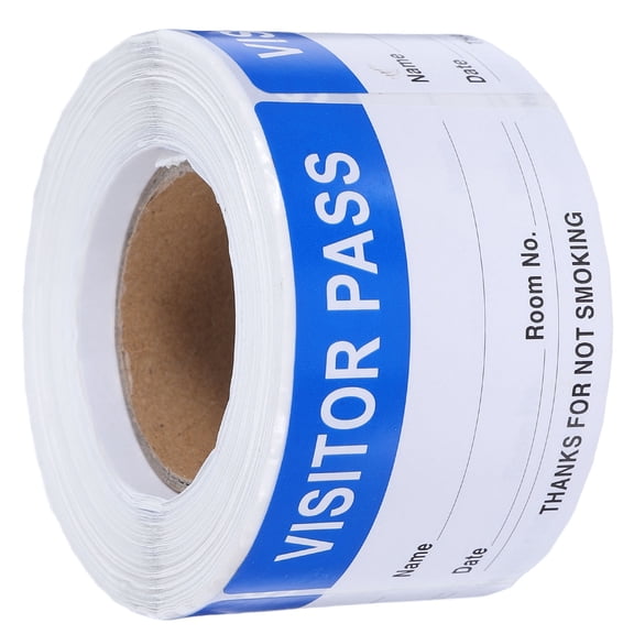 LOLIPPYY 300Pcs Blue Visitor Badge Stickers with Smudge Resistant Matte Paper for Workplaces