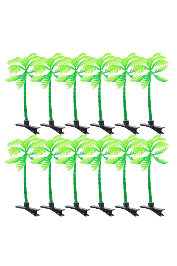 30Pcs Beach Themed Coconut Tree Hair Clips Green Lightweight Hair Accessories for Parties