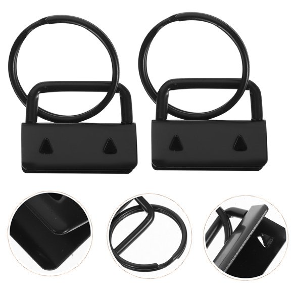 LOLIPPYY 30Pcs Black Metal Key Fob Hardware with Key Ring for Creating Durable Keychains and Wristlet Lanyards