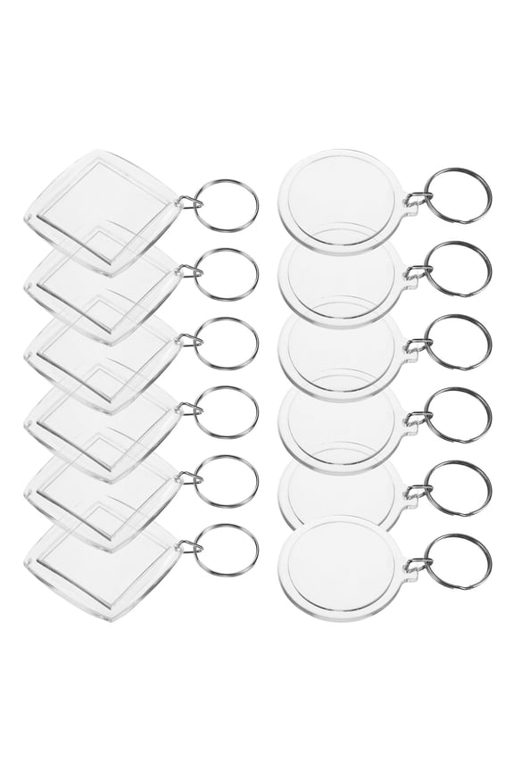 30Pcs Clear Acrylic Round Keychains Photo Frame Blanks Multi Function Transparent Keyrings