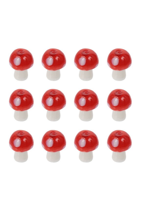 30Pcs Cute Mushroom Trinkets Jewelry Charms for Friends Red Glass