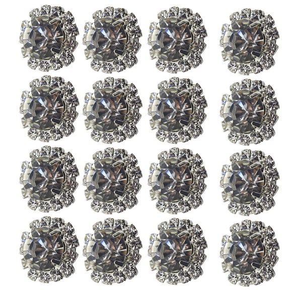 LOLIPPYY 30Pcs DIY Button Set Plated Silver Rhinestone Durable Material for Sewing and Knitting