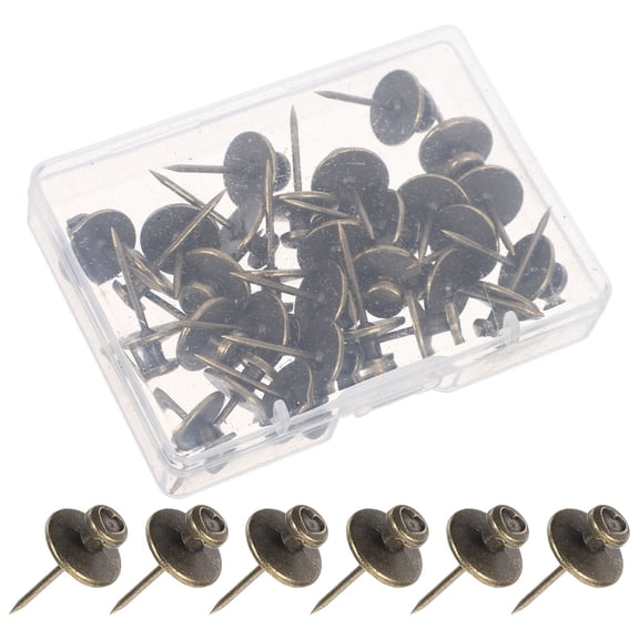 LOLIPPYY 30Pcs Double Headed Nails Push Pin Picture Hangers Light Brown Zinc Alloy for Wall Photo Frames