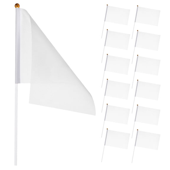 LOLIPPYY 30Pcs Durable White Party Flags on Sticks Perfect for Sports Events and School Celebrations