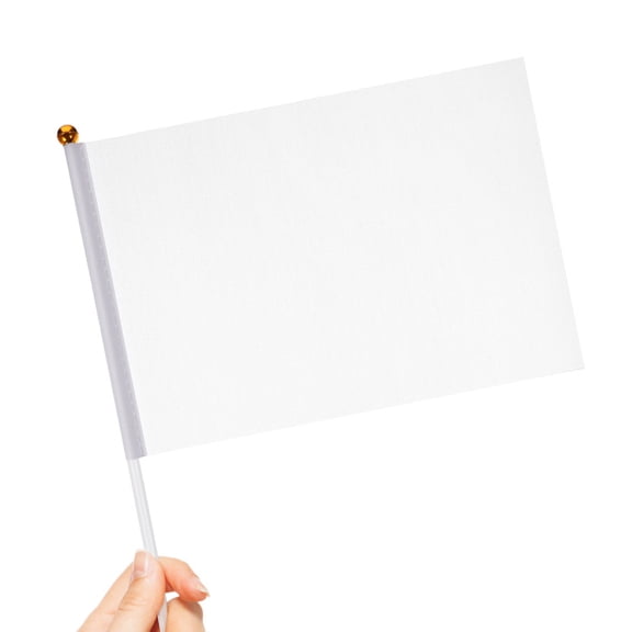 LOLIPPYY 30Pcs Durable White Party Flags on Sticks Perfect for Sports Events and School Celebrations