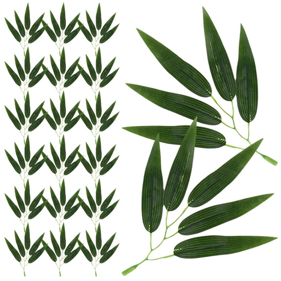 LOLIPPYY 30Pcs Fake Bamboo Leaves Stems Realistic Reusable Plastic Green Leaves for Flower Arrangement and Craft