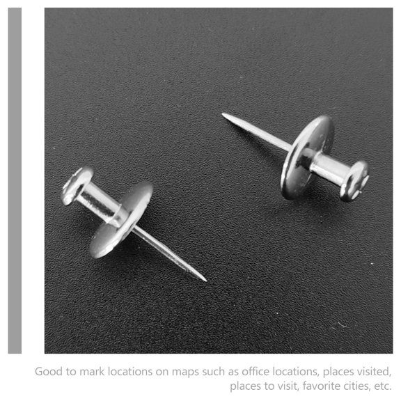 LOLIPPYY 30Pcs Flat Top Push Pin Zinc Alloy Silver Classic Design for Office Supplies