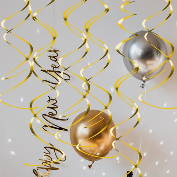 LOLIPPYY 30Pcs Golden Ceiling Hanging Swirl Party Decorations Spiral PVC Material Easy Install