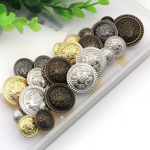 LOLIPPYY 30Pcs Golden Copper Buttons Versatile Round Shaped Coat Buttons for Clothing Replacement