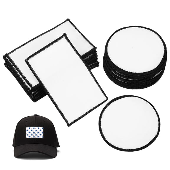 LOLIPPYY 30Pcs Heat Transfer Blank Patches for Hats with Thick Adhesive Backing and Vivid Color Support