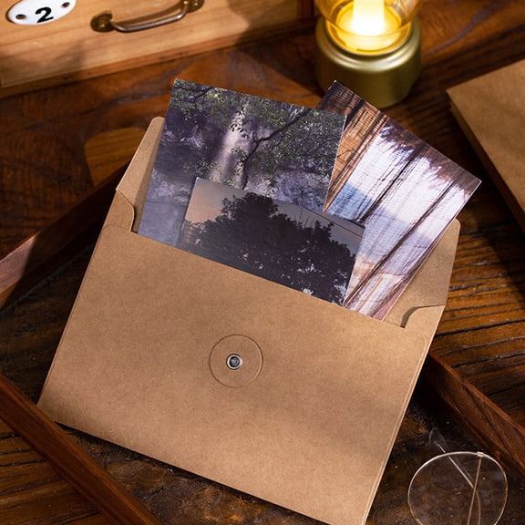 LOLIPPYY 30Pcs Invitation Envelopes Kraft Paper Light Brown for Document Holding Retro Style