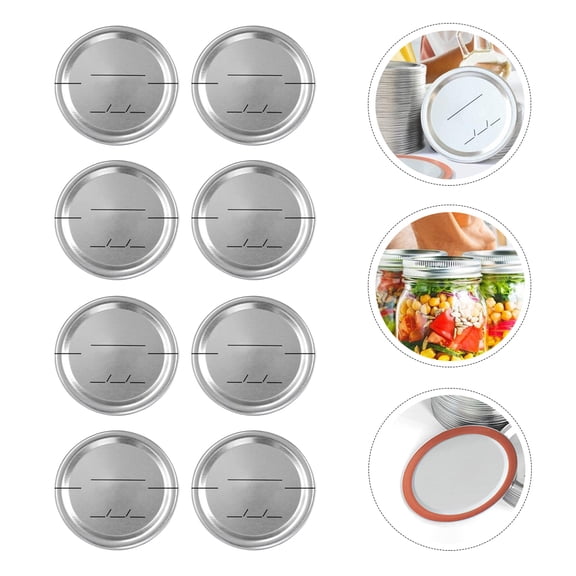 LOLIPPYY 30Pcs Mason Jar Lids Plated Silver Tinplate Date Discs for Home Use with Strong Sealing and Leak Protection
