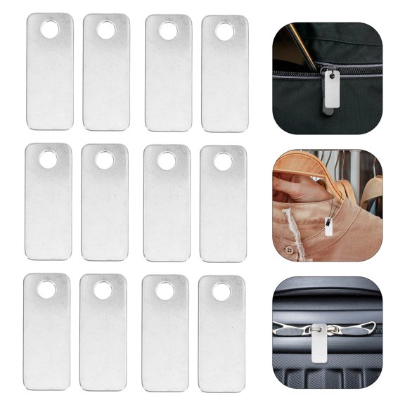 LOLIPPYY 30Pcs Plated Silver Stainless Steel Engraving Blanks Rectangular Metal Tags with Hole for Custom Designs