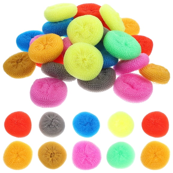 LOLIPPYY 30Pcs Pot Scrubber for Kitchen with Round Scouring Pads Mixed Color Household Cleaning