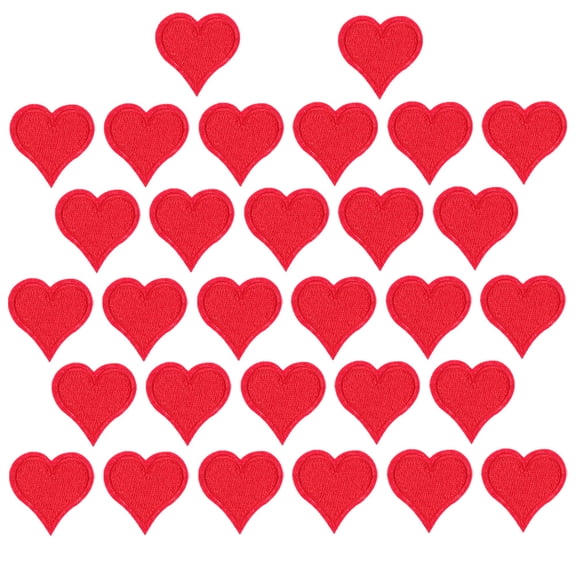 LOLIPPYY 30Pcs Red Heart Embroidery Cloth Appliques Iron on Patch Stickers for DIY Clothes Decoration