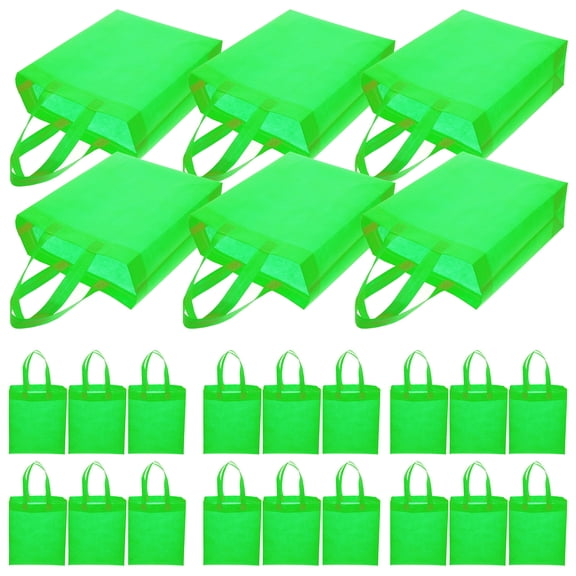 LOLIPPYY Green Non-Woven Fabric Grocery Tote Bags, 30pcs Party Favor Bags for Birthdays and Events