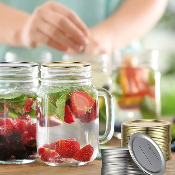 LOLIPPYY 30Pcs Silver Tinplate Mason Jar Caps for Secure Sealing and Use in Home Storage