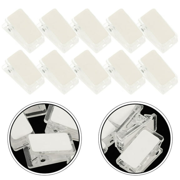 LOLIPPYY clear adhesive clips Self-Adhesive Wall Clips Plastic Fixing Clip for Badges 30Pcs