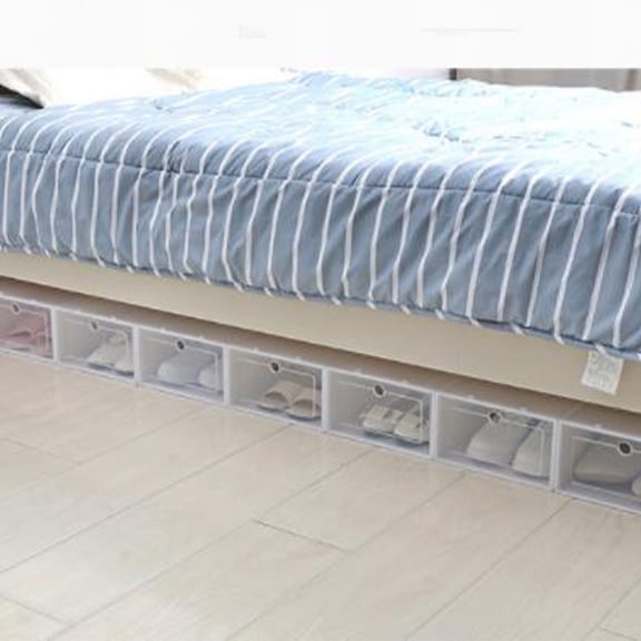 LOLIPPYY 30Pcs Stackable White Shoe Storage Bin Thick Transparent Plastic Organizer