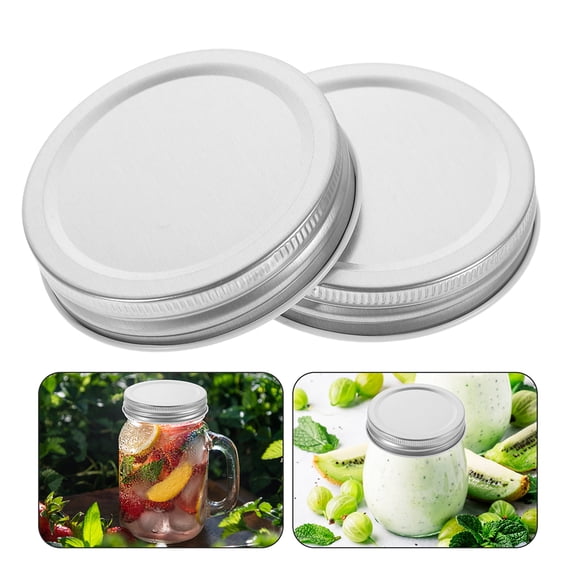 LOLIPPYY 30Pcs Tinplate Mason Jar Tops Silver for Reusable Jar Covers Household Users