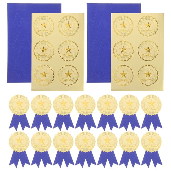LOLIPPYY 30Sets Blue Sealing Stickers for Certificates and Diplomas with Elegant Paper Ribbon Material