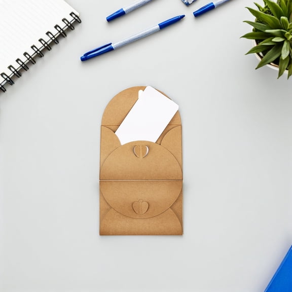 LOLIPPYY 30Sets Small Kraft Envelopes with Heart Clasp for Handmade Cards and Special Occasions