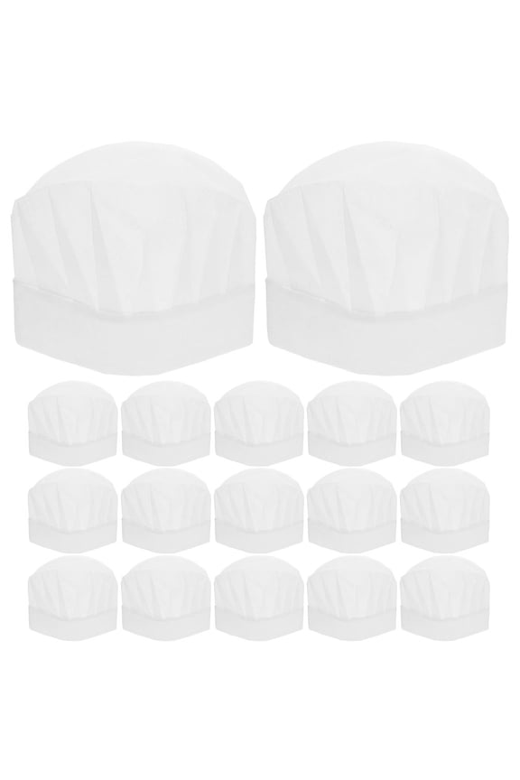 30pcs White Paper Chef Hats for Baking Cooking Family Activities Disposable Bakery Caps