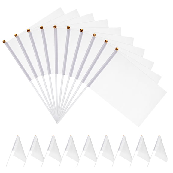 LOLIPPYY 30pcs Hand Waving Small Flag White Polyester for Sports Events Signal Transmission