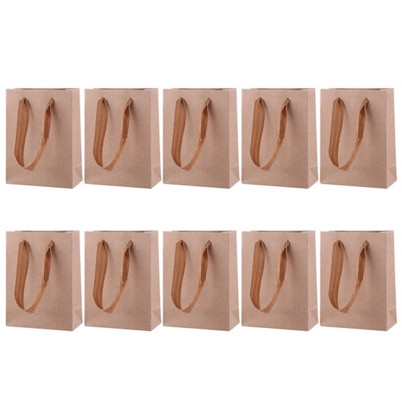 LOLIPPYY 30Pcs Khaki Kraft Paper Tote Bags Portable Durable Packaging for Cafe Bakery