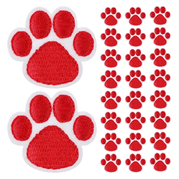 30pcs Cute Paw Print Iron On Patches: Self Adhesion Paw Print Applique Sewing Patches Embroidery Applique Badge For Clothes