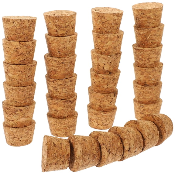 LOLIPPYY 30pcs Wooden Cork Stoppers Cork Plugs Light Brown Cone Shape Prevent Drink Spoiling for Banquets