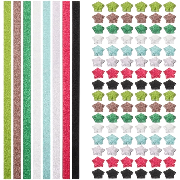 LOLIPPYY 320pcs Glitter Origami Star Folding Paper Paper for Craft (Mixed Color)