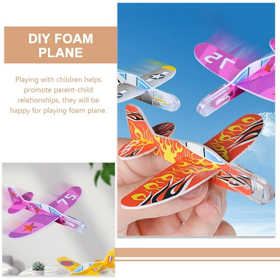 LOLIPPYY 36Pcs Throwing Foam Plane Kits Assorted Colors Easy Assemble Flying Foam Airplanes for Outdoor Use