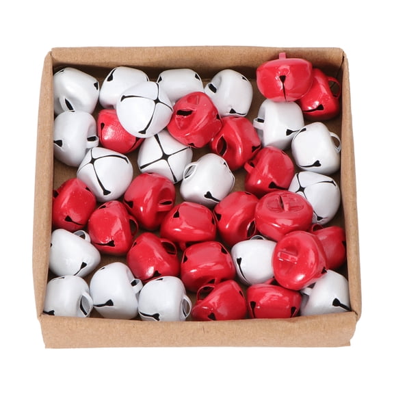 LOLIPPYY 36-Piece Christmas Mini Jingle Bell Set for Crafting and Decorations, Red and White Accessories