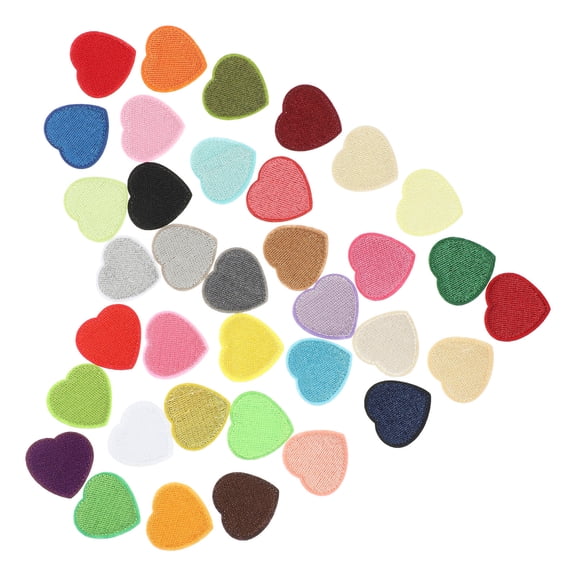 LOLIPPYY 36Pcs Iron on Heart Patches Embroidered Fabric Patches for Clothes Bags Hats Repair