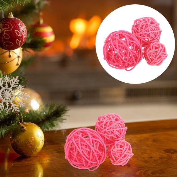 LOLIPPYY 36Pcs Lightweight Pink Rattan Balls Decorative Spheres for School Walls and Hanging Event Decor