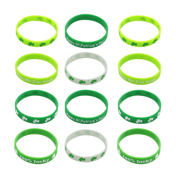 LOLIPPYY 36pcs St. Patrick's Day Bracelet Wristbands Party Hand Decoration Festival Presents Party Supplies for Men Women (Random Mixed)