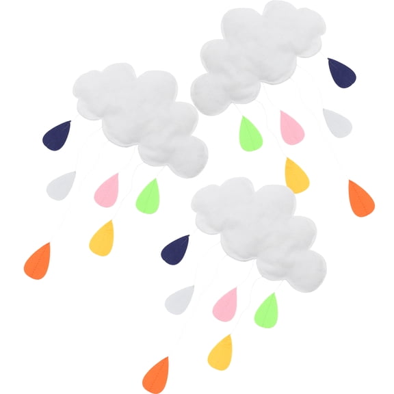 LOLIPPYY 3D Felt Cloud Hanging Ornament for Home Decor Lightweight White Party Decoration Pendant 3pcs