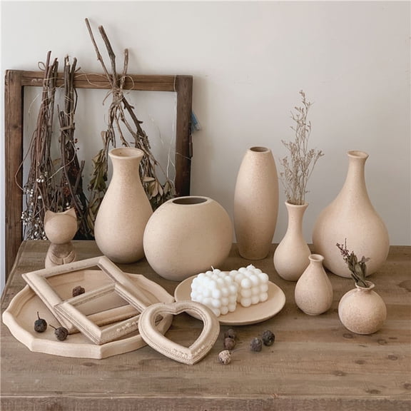 LOLIPPYY 3PCS Cute Flower Vase Natural Wood Painting Elegant for Household Vase Decor