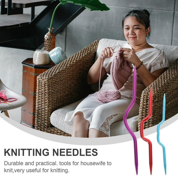 LOLIPPYY 3PCS Aluminum Cable Knitting Needles Set with Assorted Colors for Handicraft Projects and Knit Tools