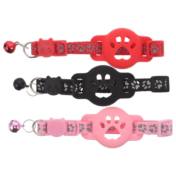 LOLIPPYY 3-Pack Reflective Tracker Collar Holders for Cats and Puppies - with Bells, Pet Bands for Outdoor and Daily Use