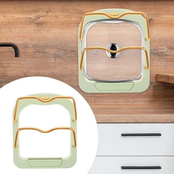 OFFIGAM Green Metal Pot Lid Organizer for Kitchen Cabinet Storage and Efficient Space Saving
