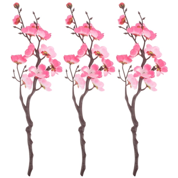 LOLIPPYY 3Pcs Artificial Plum Blossom Picks Pink Silk Flowers Decor for All Year Round Use