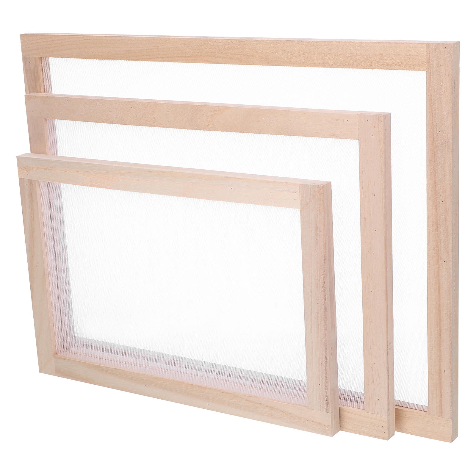 LOLIPPYY 3Pcs Assorted Color Wooden Deckle Frame with Screen Mesh for ...