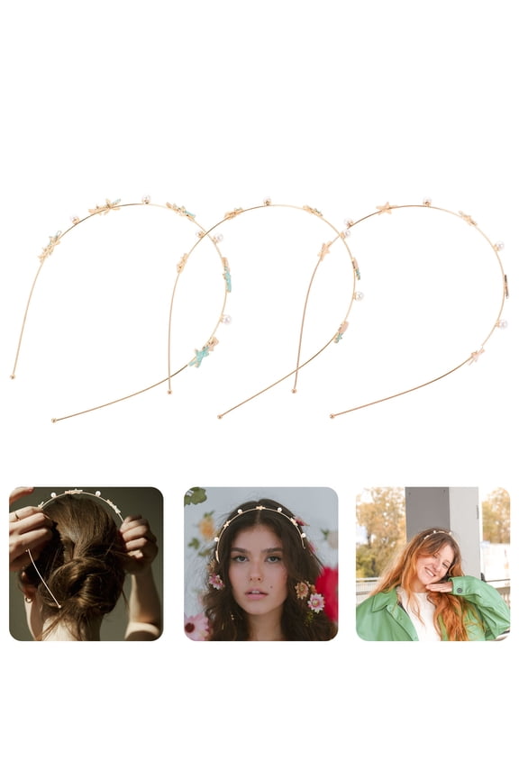 3Pcs Beach Wedding Headpieces with Pearls and Shells Versatile for Parties and Daily Wear